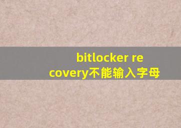 bitlocker recovery不能输入字母